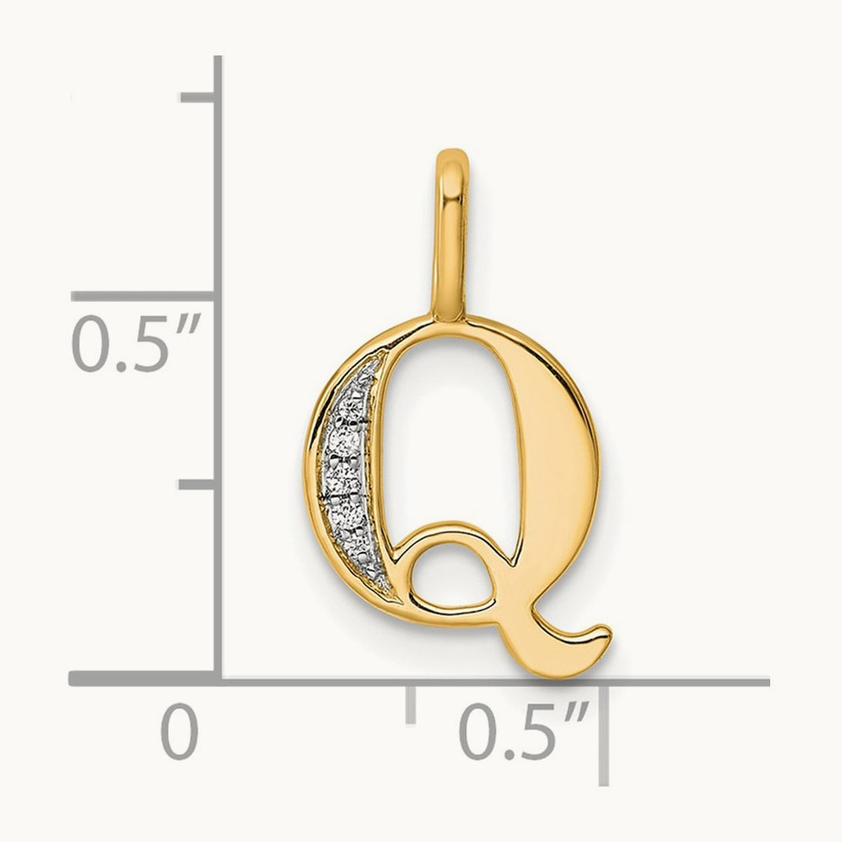 Diamond Letter Q Initial Pendant, 14K
