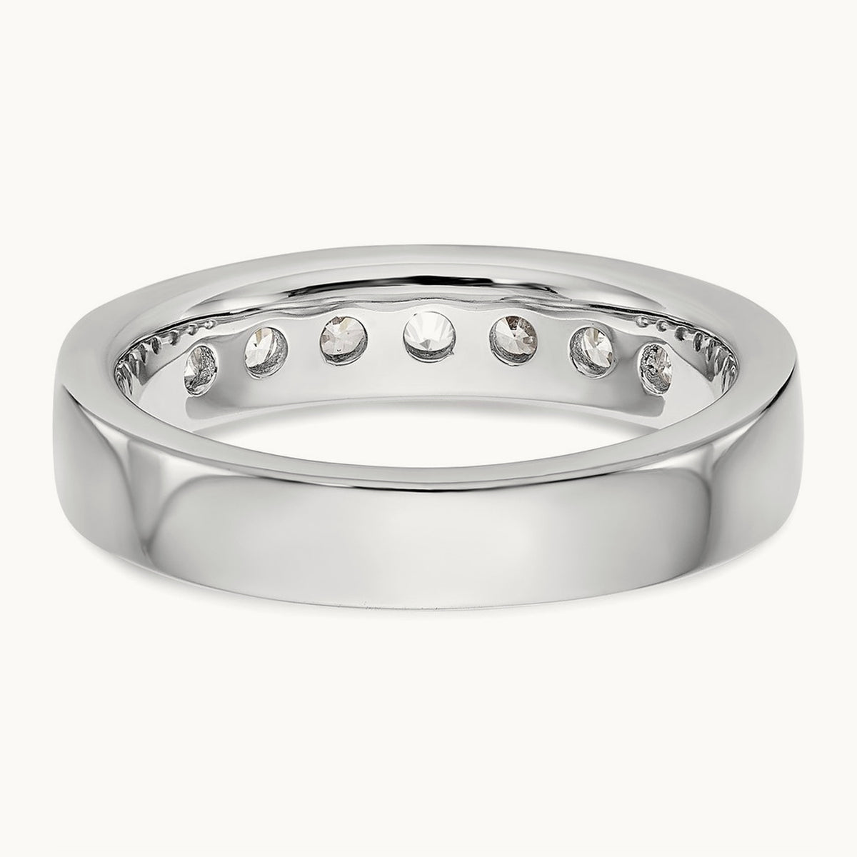 7-Stone Diamond Channel Band, 14K White Gold