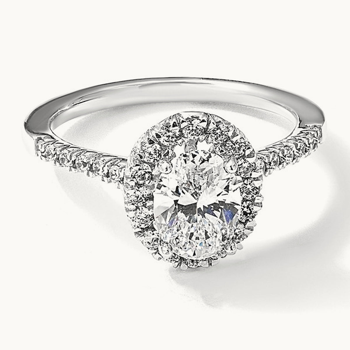Oval Halo Engagement Ring, 0.25-2.50 ct tw Lab-Grown Diamond — 2 1/2 ct, VS/SI (Great) · Certified, 14K White Gold