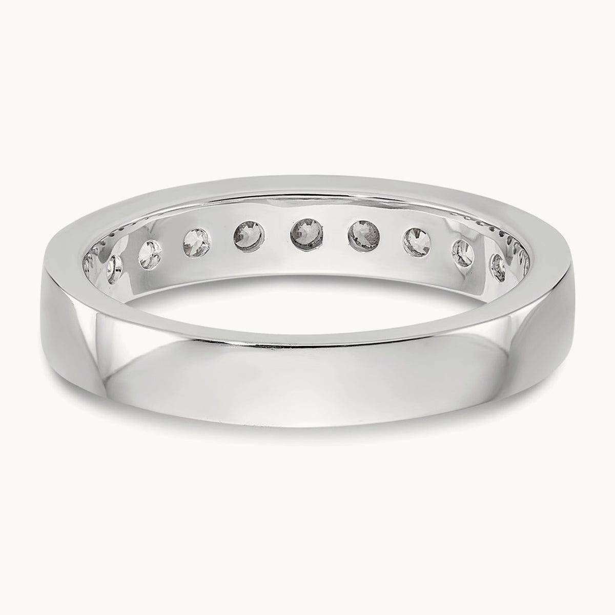 9-Stone Diamond Channel Band, 14K White Gold