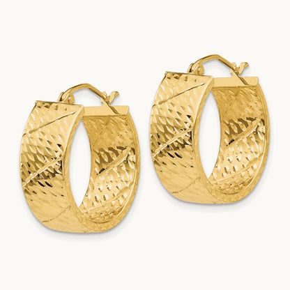 Diamond Cut Hoop Earrings, 14K