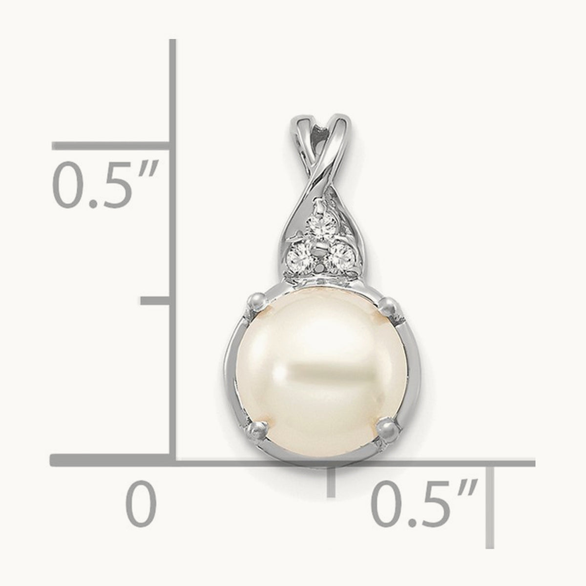 Freshwater Cultured Pearl and Diamond Pendant — 14K White Gold, 13.5mm