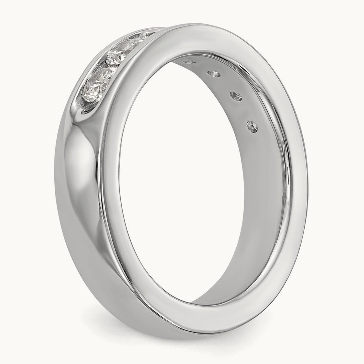 7-Stone Diamond Channel Band, 14K White Gold