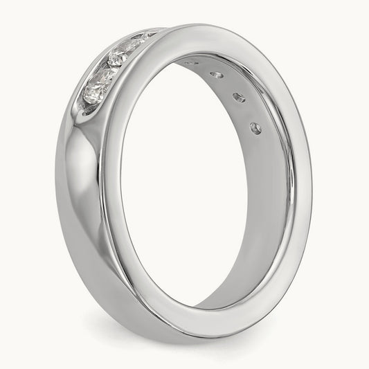 7-Stone Diamond Channel Band, 14K White Gold