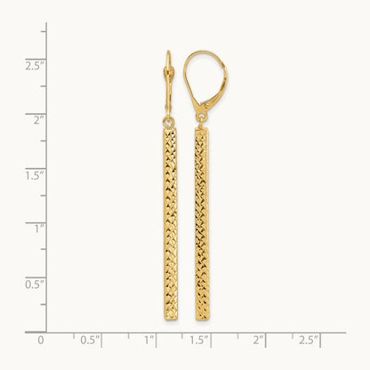 Polished and Diamond-cut Bar Dangle Leverback Earrings, 14K — Leslie's