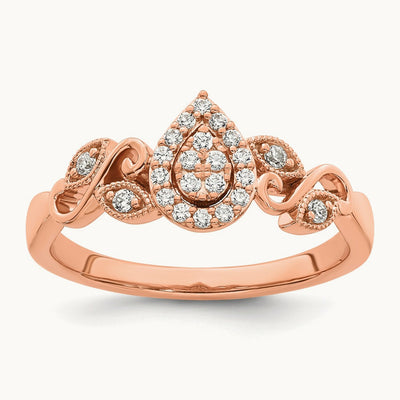 Complete Diamond Cluster Teardrop Engagement Ring — 14K Rose Gold
