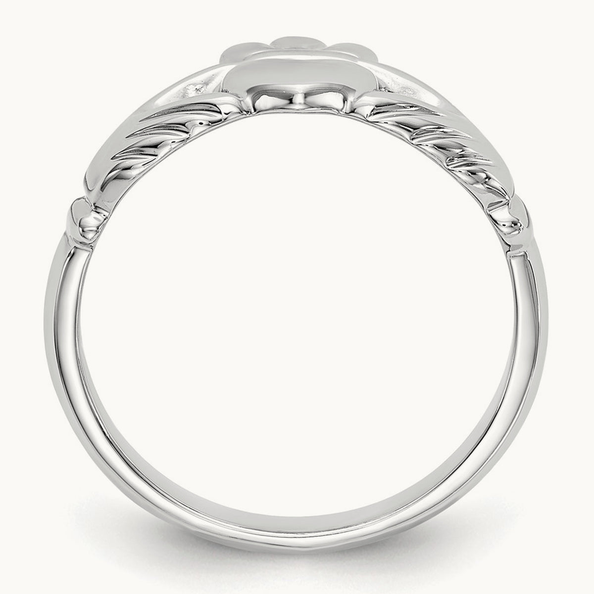 Polished Claddagh Ring, 14K White Gold