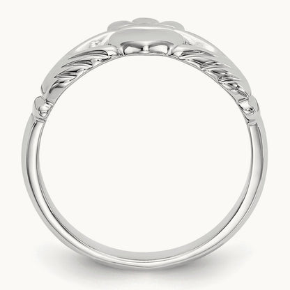 Polished Claddagh Ring, 14K White Gold