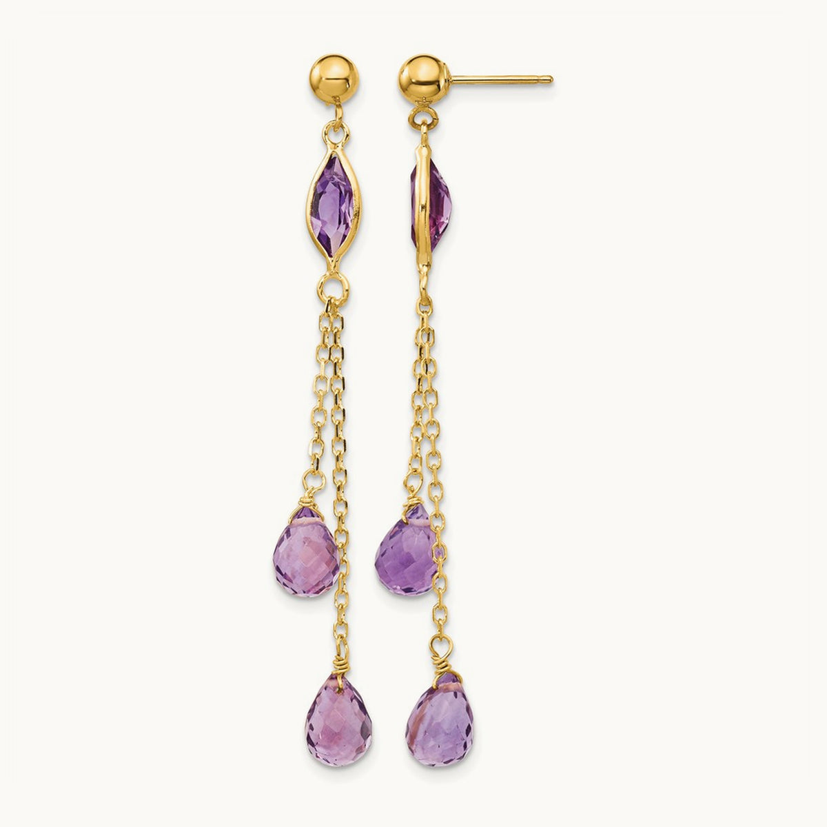 Amethyst Post Dangle Earrings — photo set