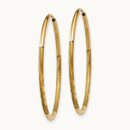 Diamond-cut Endless Hoop Earring — 14K Yellow Gold