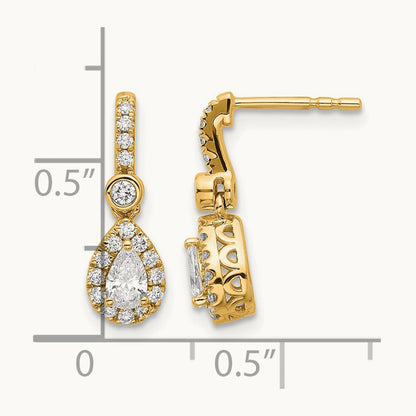 Pear Dangle Post Earrings, 0.50 ct tw Lab-Grown Diamond — 14K Yellow Gold