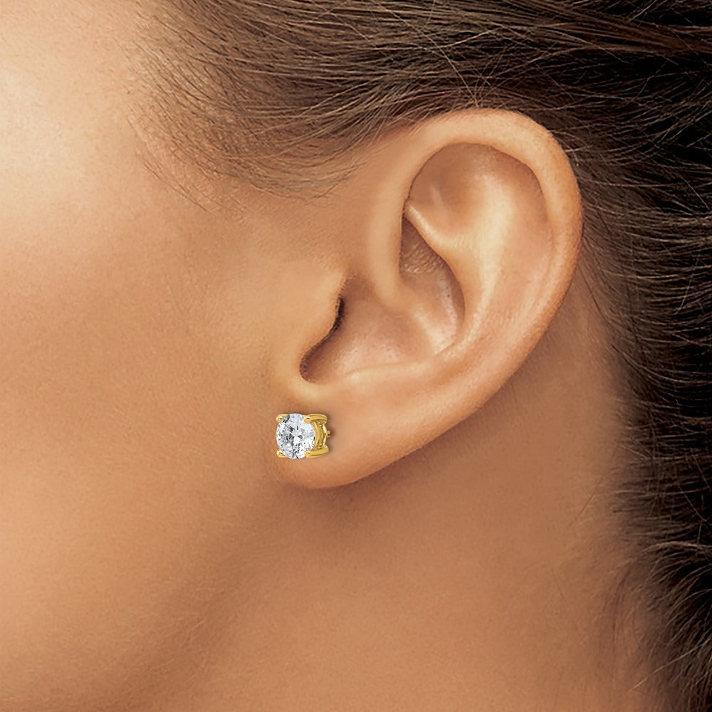 Round Heavyweight Stud Earrings, 0.10-7.00 ct tw Lab-Grown Diamond — 2 ct, 14K Yellow Gold