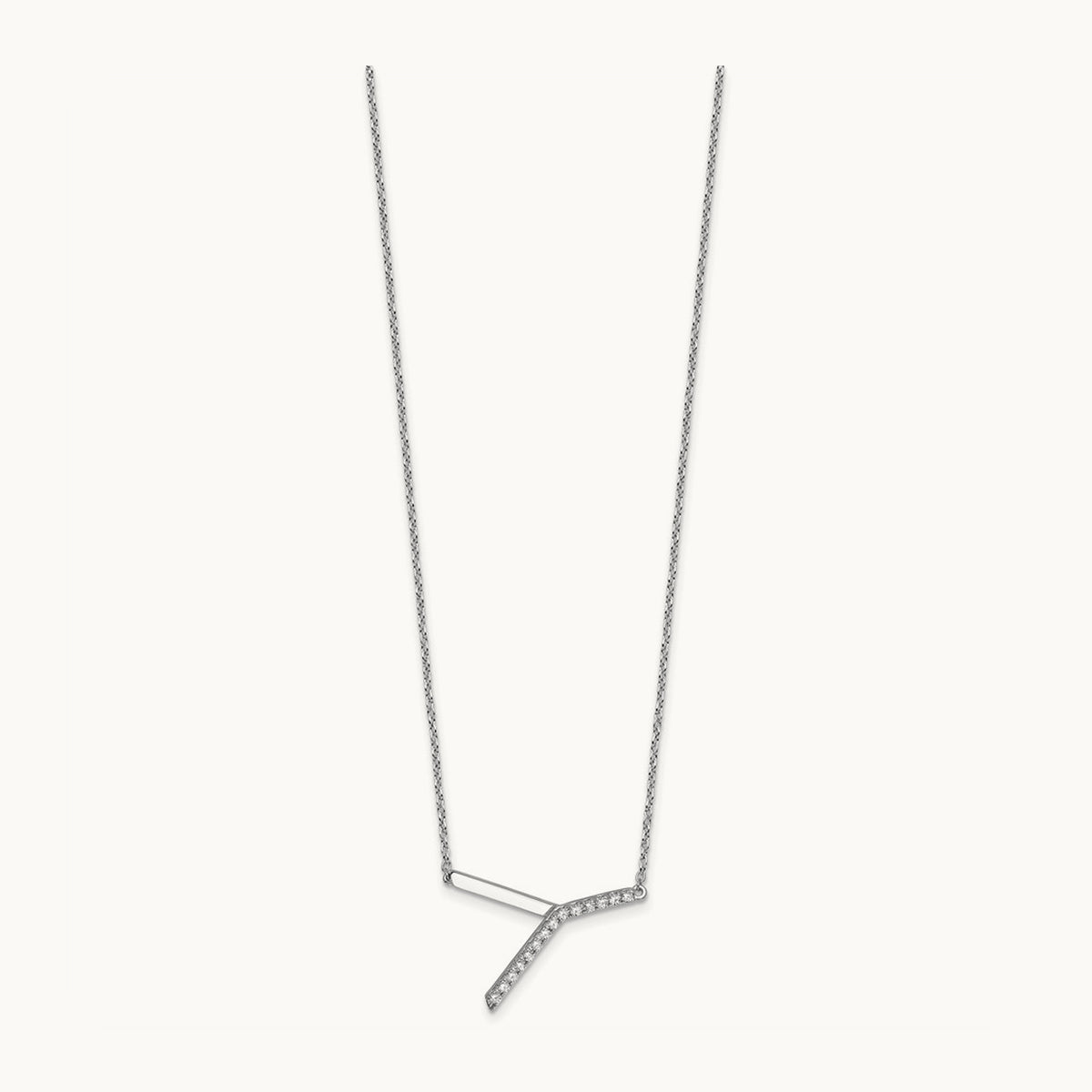 Sideways Diamond Necklace — 14K White Gold, Y