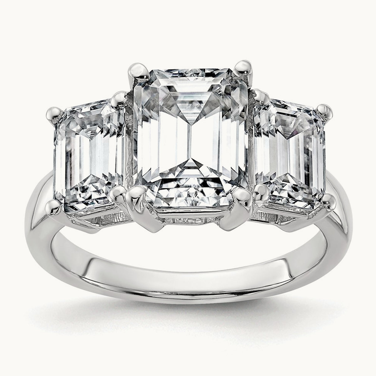 Emerald 3 Stone Engagement Ring, 1.50-4.25 ct tw Lab-Grown Diamond — 2 1/2 ct, 14K White Gold