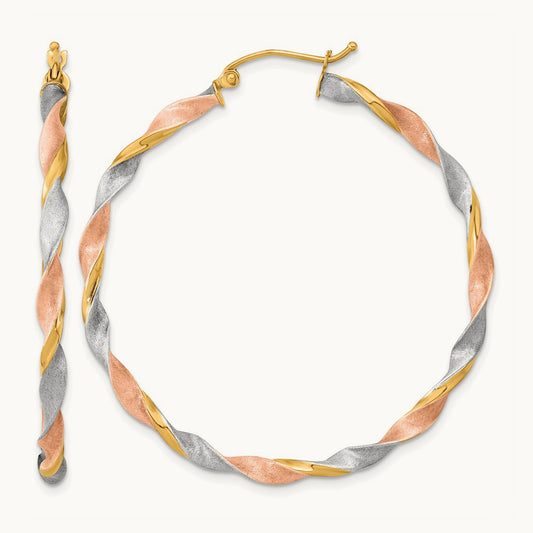 & Satin Twisted Hoop Earrings — photo set