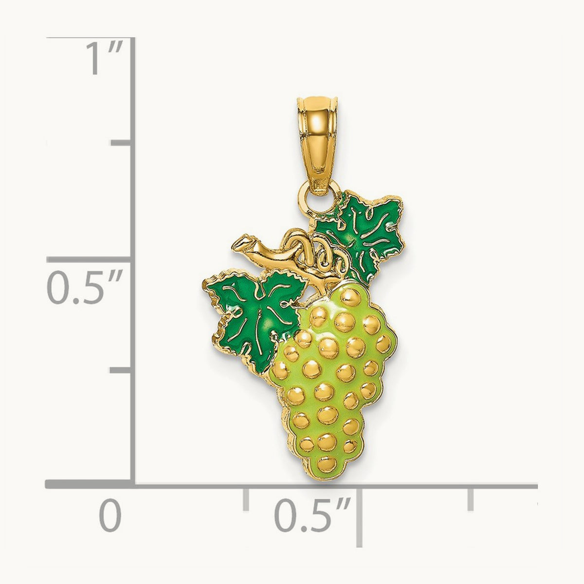 W/ Enamel Grapes W/ Stem and Leaf Charm, 14K
