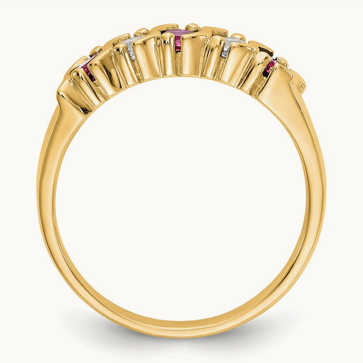Diamond with Ruby Band — 14K Yellow Gold, 0.2 ct, 7