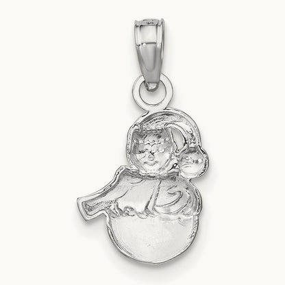 Snowman Charm — 14K White Gold
