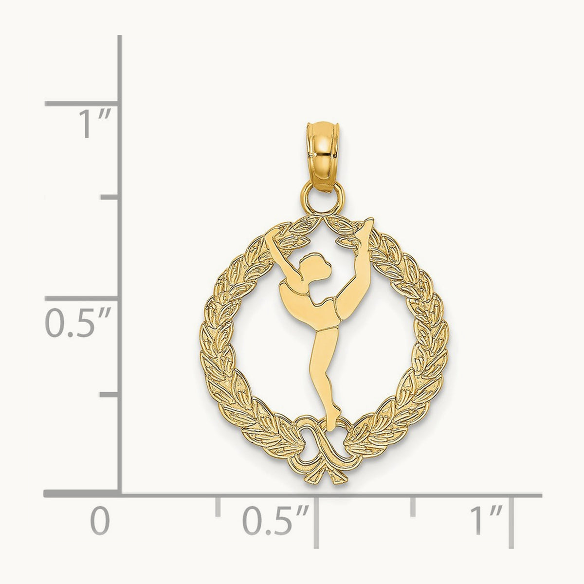 Solid Polished Framed Gymnast Charm, 14K