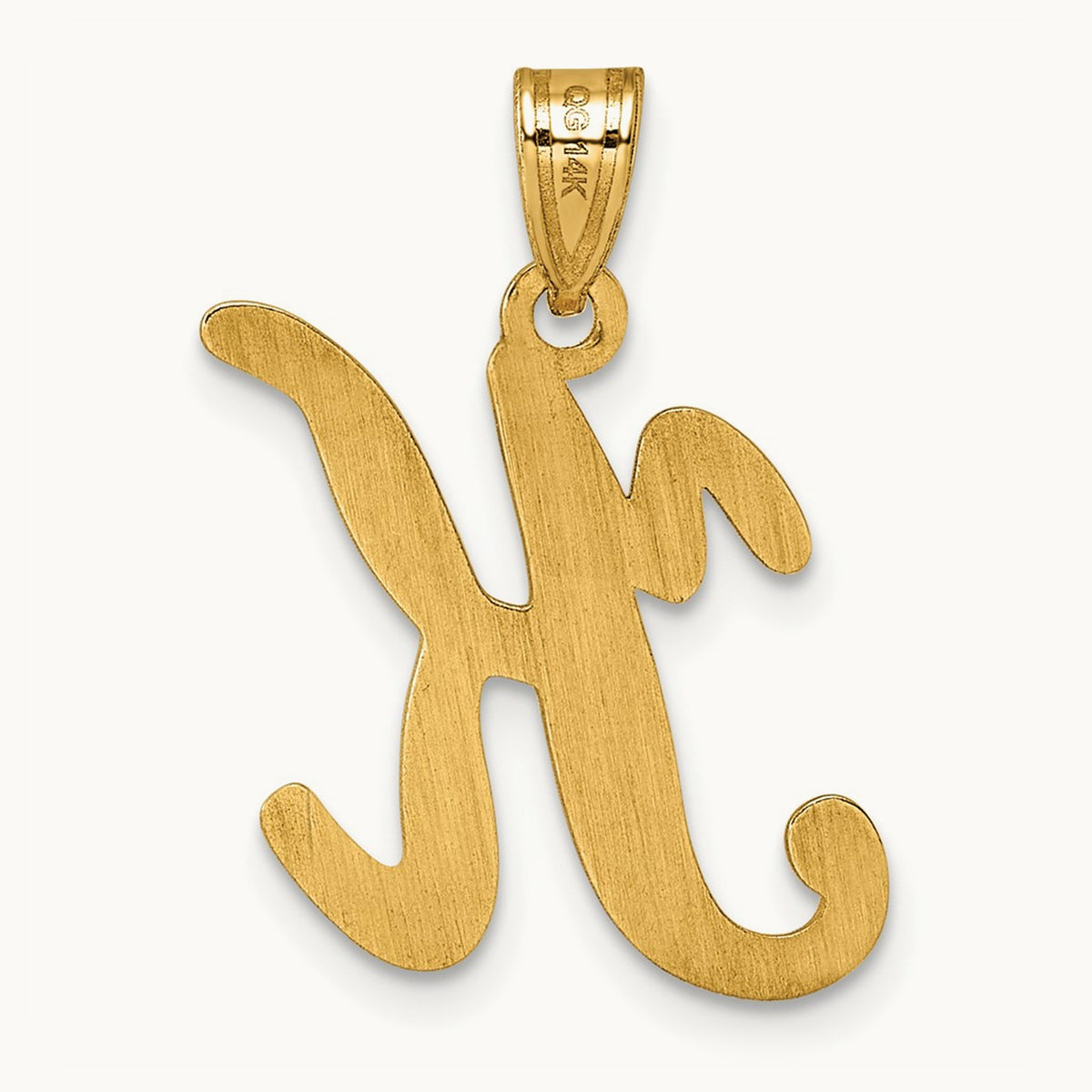 Script Letter K Initial Pendant, 14K