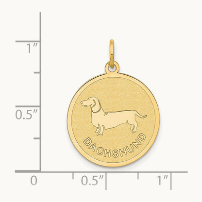 Dachshund Disc Charm, 14K