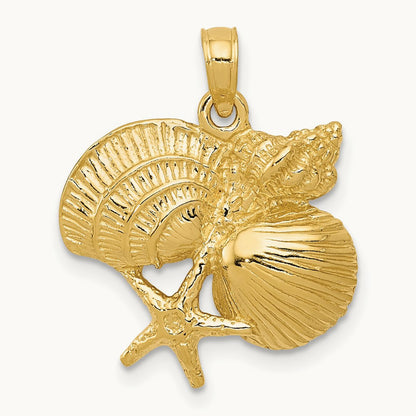 Four Shell Cluster Pendant, 14K