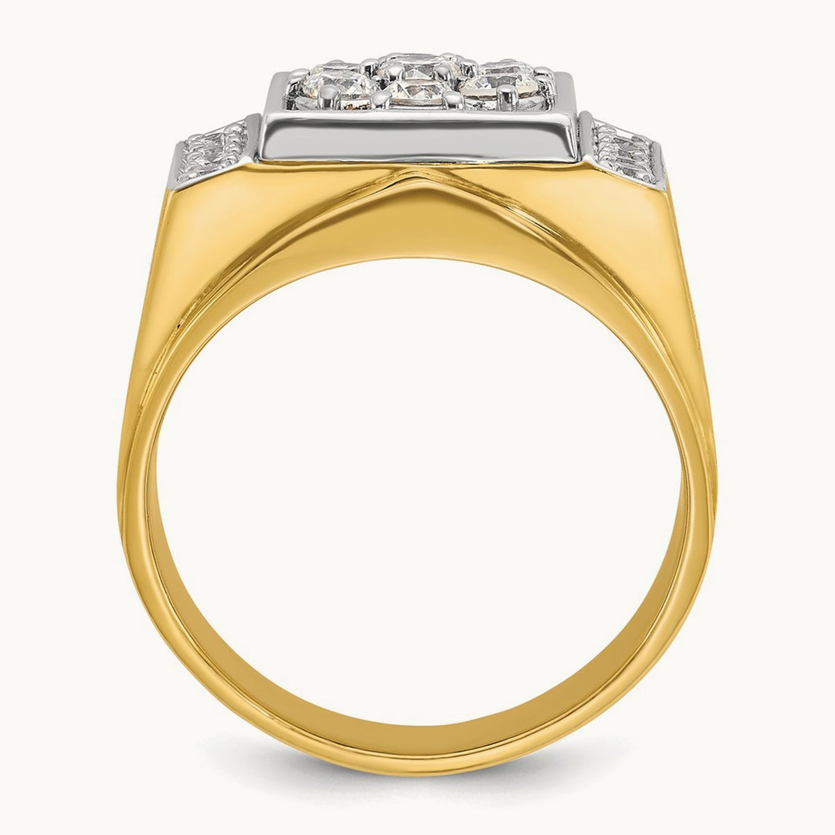 IBGoodman Men's Polished and Satin Diamond Cluster Ring, 14K Two-tone