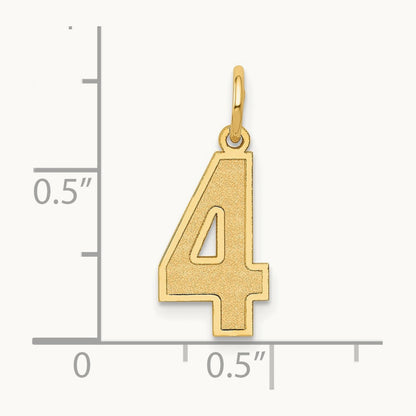 Medium Satin Number 4 Charm — 14K Yellow Gold