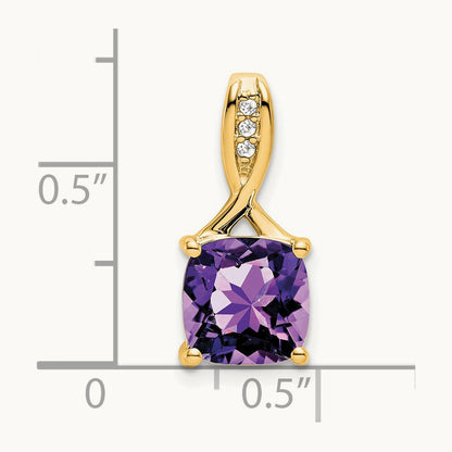 Cushion Amethyst and Diamond Pendant — photo set