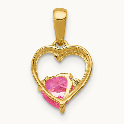 Created Sapphire and Diamond Heart Pendant — photo set