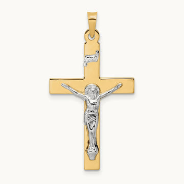Polished Solid INRI Crucifix Pendant — 34.9mm