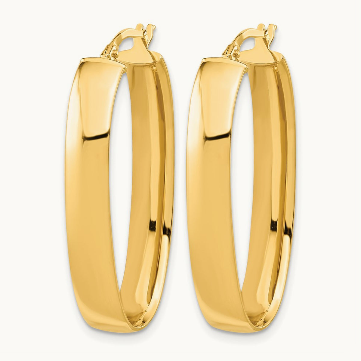 Polished Oval Hoop Earrings, 14K — Leslie's