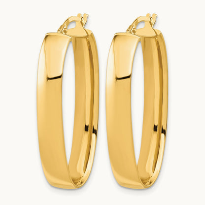 Polished Oval Hoop Earrings, 14K — Leslie's
