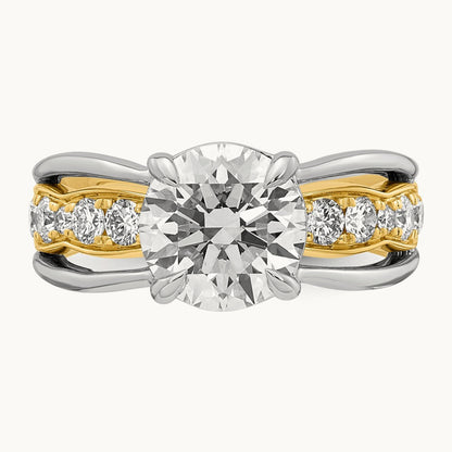 14ktt Certified Round Center Lab Grown Diamond VS+ F+ Ring