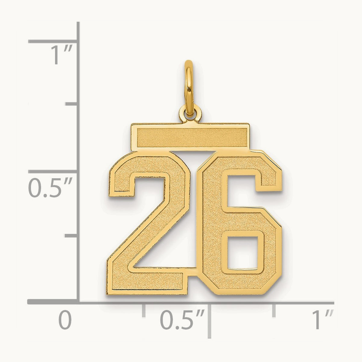Medium Satin Number 26 Charm, 14K