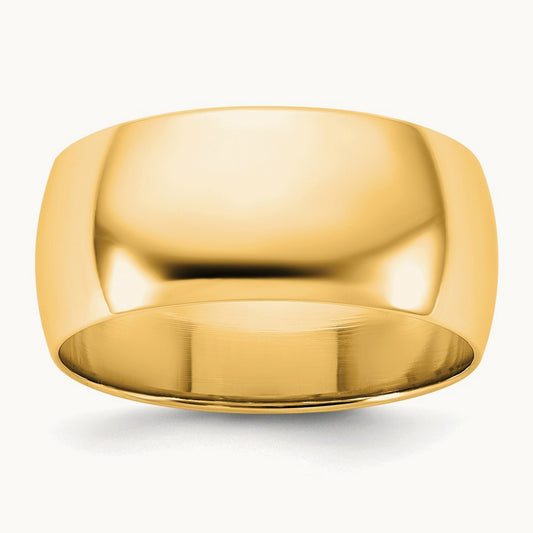 Lightweight Half Round Band, 8.5mm, 10K Yellow Gold