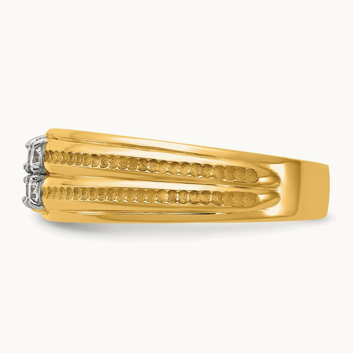 Setting: IB Goodman Men's Polished 4-Stone Diamond Ring Mounting, 14K Gold — 14K Two-Tone Gold
