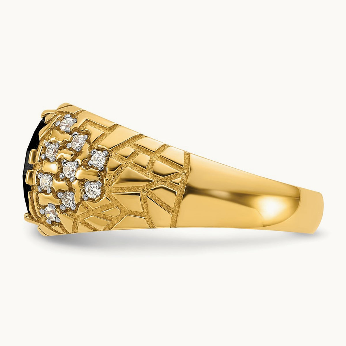 Onyx Nugget Men's Ring, 0.25 ct tw Lab-Grown Diamond