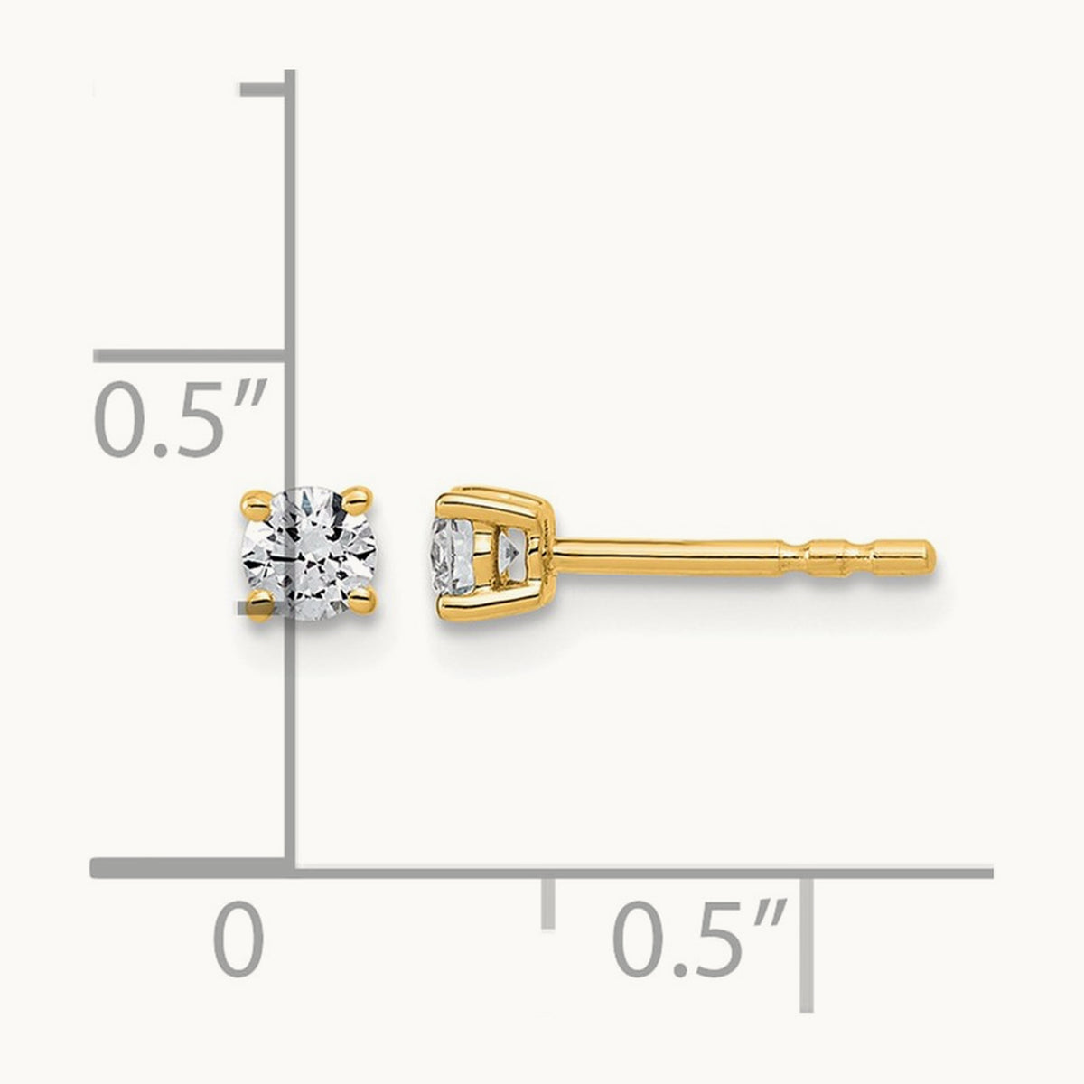 Round Lightweight Earrings, 0.25-6.00 ct tw Lab-Grown Diamond — 1/4 ct, 10K Yellow Gold