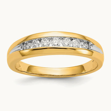 Diamond Men's Channel Ring — 14K Yellow Gold