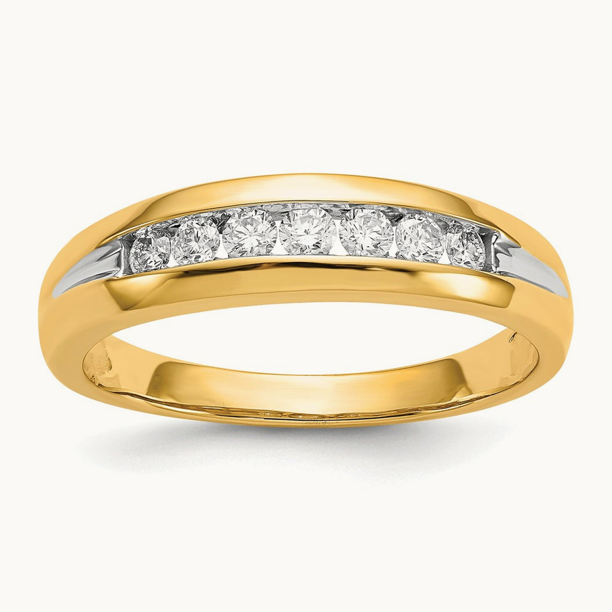 With White RH 7 Stone Men's Ring, 0.25 ct tw Lab-Grown Diamond — 14K Yellow Gold