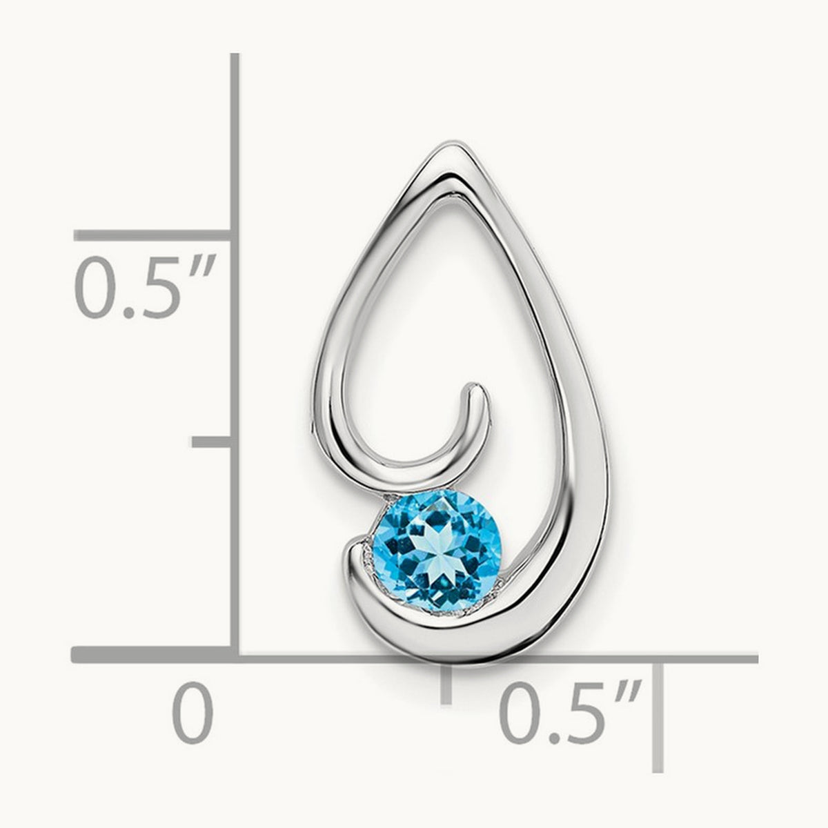 Blue Topaz Chain Slide, 14K White Gold