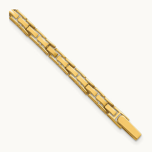 Polished Fancy Link 7.5in Bracelet, 14K