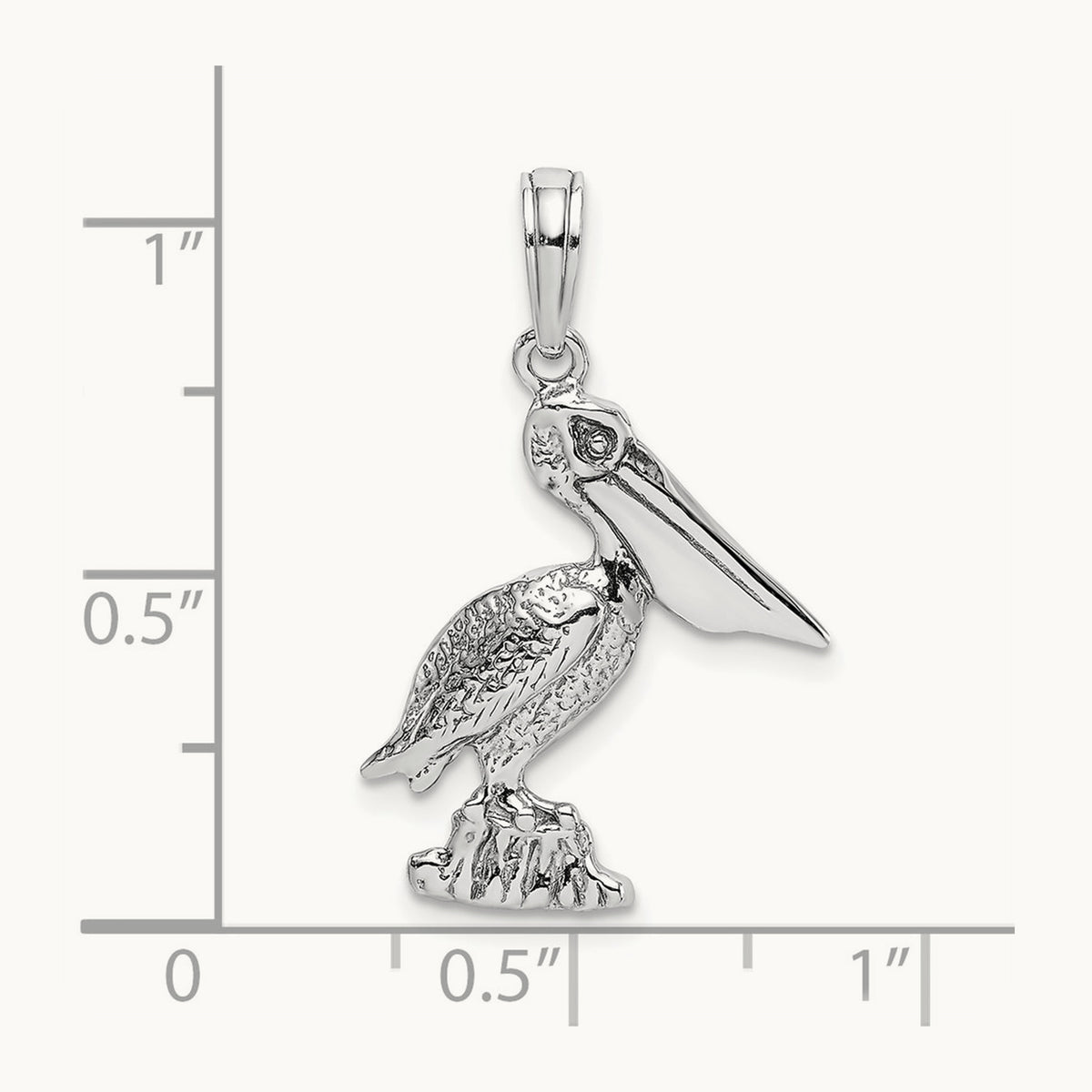 Standing Pelican Charm — 14K White Gold