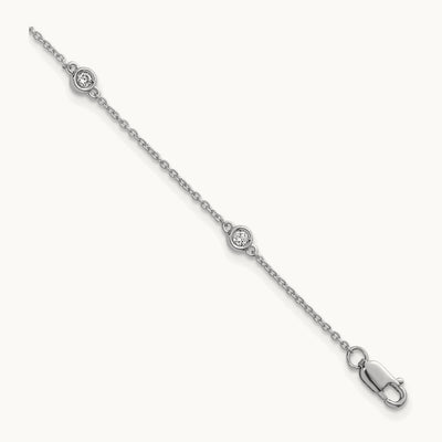 Diamond Station Cable Bracelet — 14K White Gold