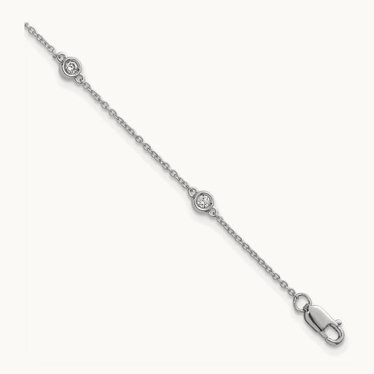 Diamond Station Cable Bracelet — 14K White Gold