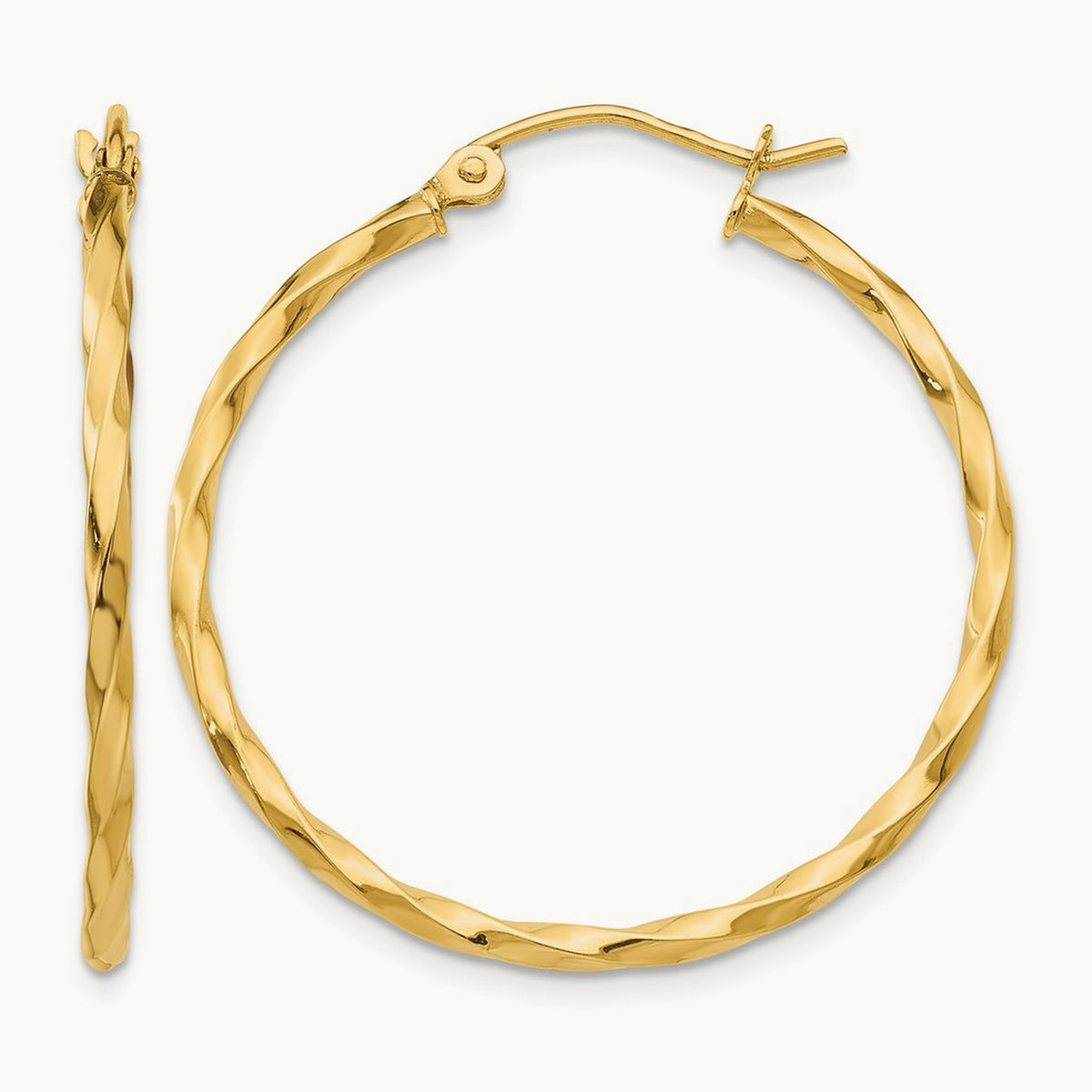 Twist Polished Hoop Earring — 26mm