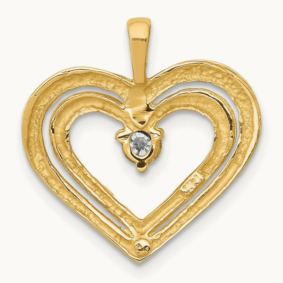 AA Diamond Double Heart Pendant, 14K