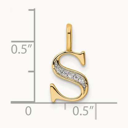 Diamond Letter S Initial Pendant, 14K
