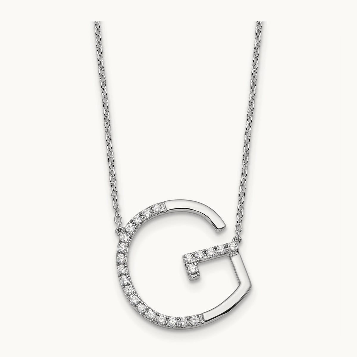 Sideways Diamond Necklace — 14K White Gold, G